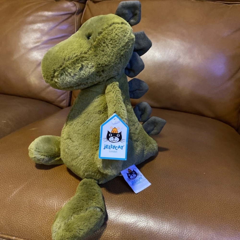 *Retired* Jellycat Bashful Dinosaur Green Plush Dino 12" Stuffed Animal